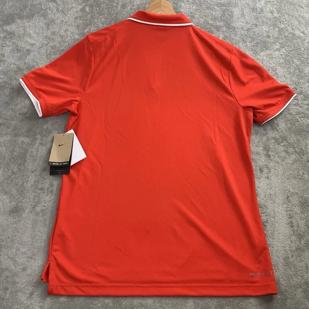 Nike Shirt Men’s Medium Red Polo Collared Sweat Wicking Athleisure Golf Tennis
